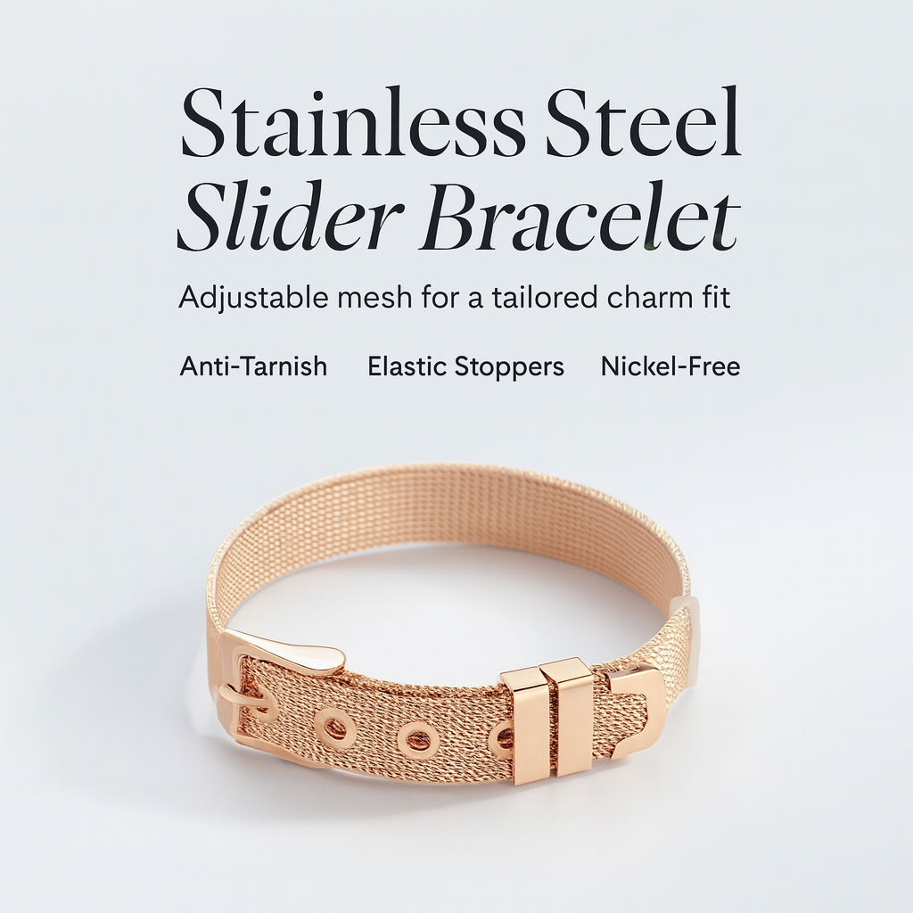 Stainless Steel Slider Bracelet -Rose Gold